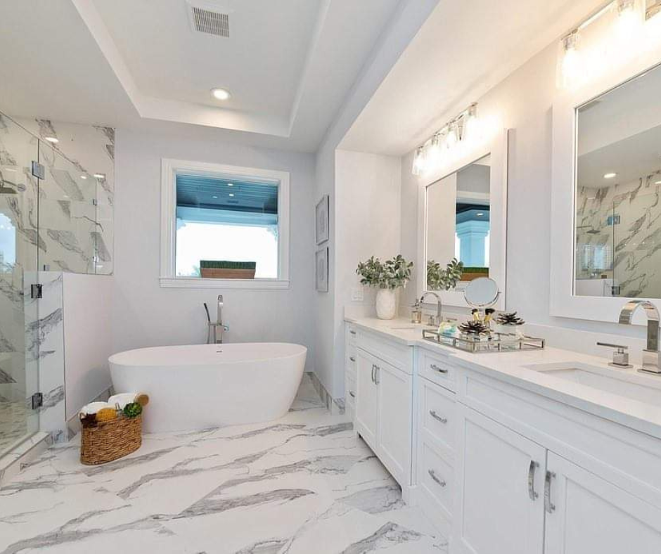 Calming white bathroom suite